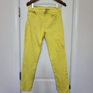 DG² By Diane Gilman Lemon Yellow High-Rise Straight Leg Jeans Sz-6